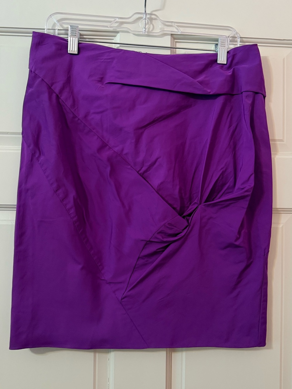 Vera Wang Deep Purple Twist-Front Pencil Skirt